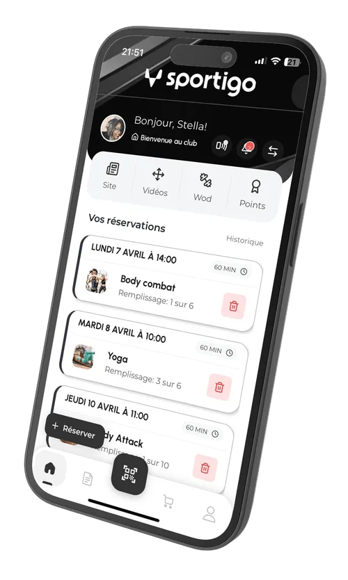 application de reservattion de cours de natation sportigo